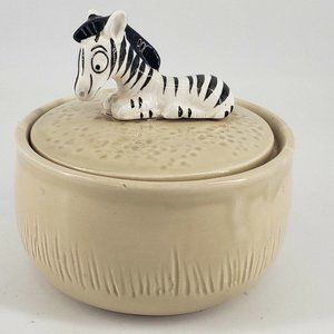 Vintage Quon-Quon Company Cute Zebra ceramic trinket jewelry vanity box